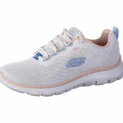Skechers Sneaker<· Flex Appeal 5.0 natural mesh-light blue-peach trim