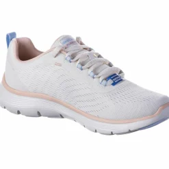 Skechers Sneaker<· Flex Appeal 5.0 natural mesh-light blue-peach trim