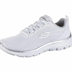 Skechers Sneaker<· Flex Appeal 5.0 white mesh-silver trim