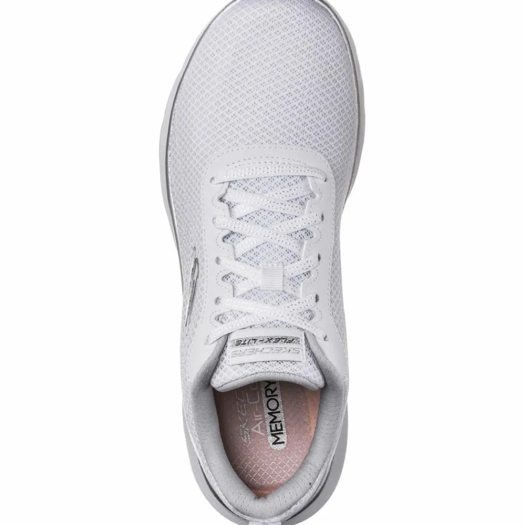 Skechers Sneaker<· Flex Appeal 5.0 white mesh-silver trim