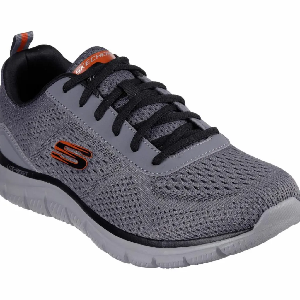 Skechers Streetwear|Sneaker<· Track charcoal mesh-synthetic-orange trim