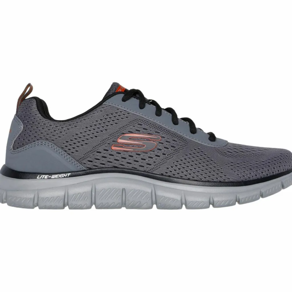 Skechers Streetwear|Sneaker<· Track charcoal mesh-synthetic-orange trim