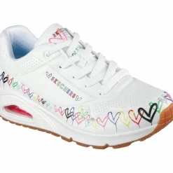 Skechers Sneaker<· Uno Goldcrown Collab Heart white duraleather - muticolor heart print trim