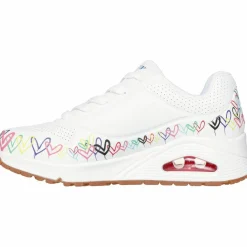 Skechers Sneaker<· Uno Goldcrown Collab Heart white duraleather - muticolor heart print trim