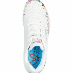 Skechers Sneaker<· Uno Goldcrown Collab Heart white duraleather - muticolor heart print trim