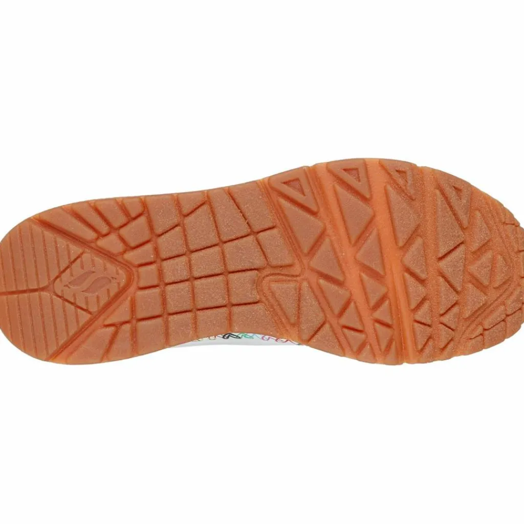 Skechers Sneaker<· Uno Goldcrown Collab Heart white duraleather - muticolor heart print trim