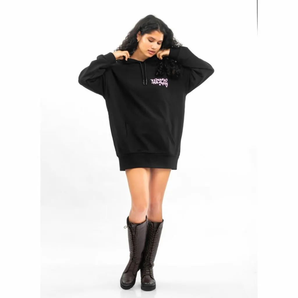 Tom Barron Pullover & Sweats<· WOMEN OVERSIZE FIT TUNIC SWEATSHIRT black