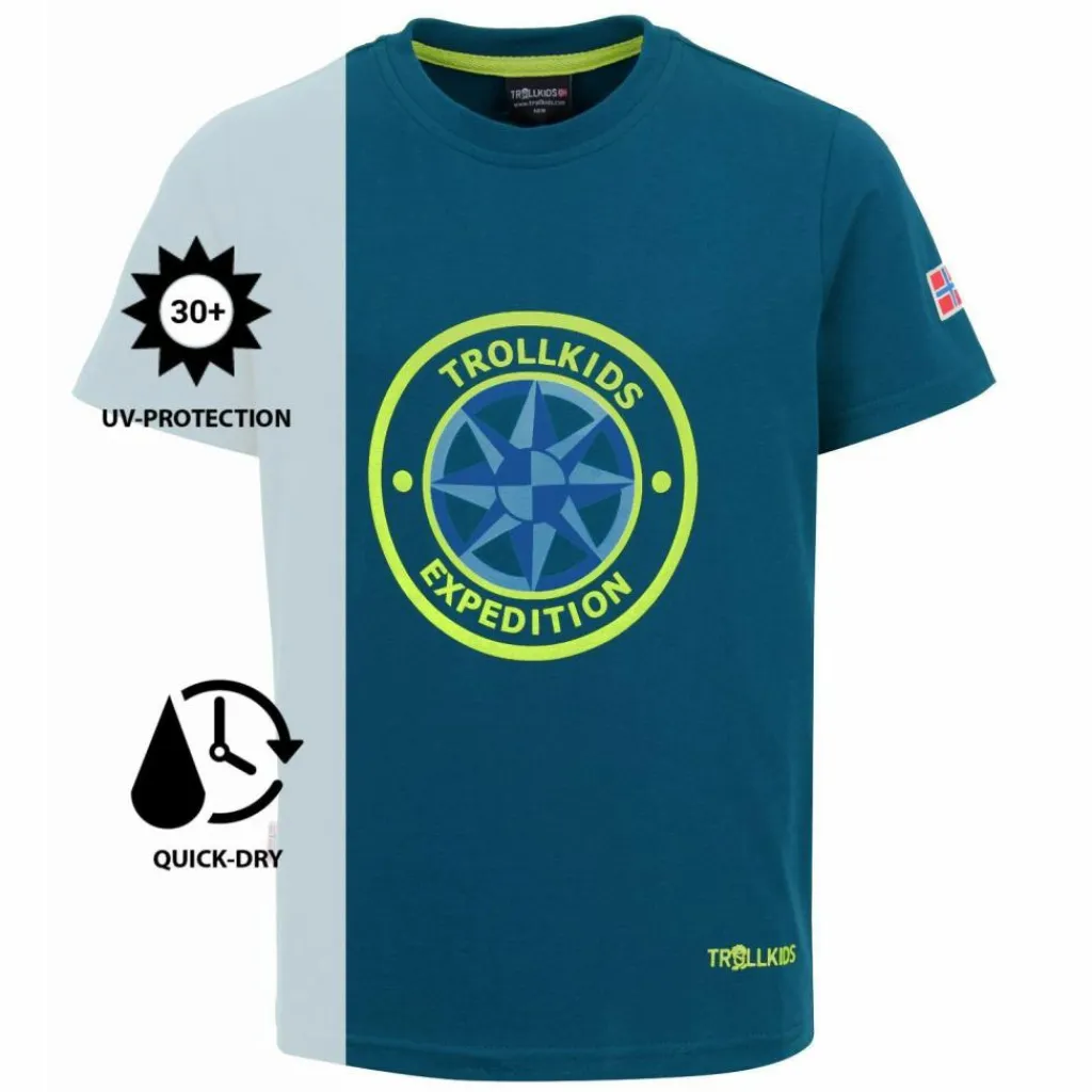 Trollkids Shirts<· Windrose T Petrolgrün/Lime