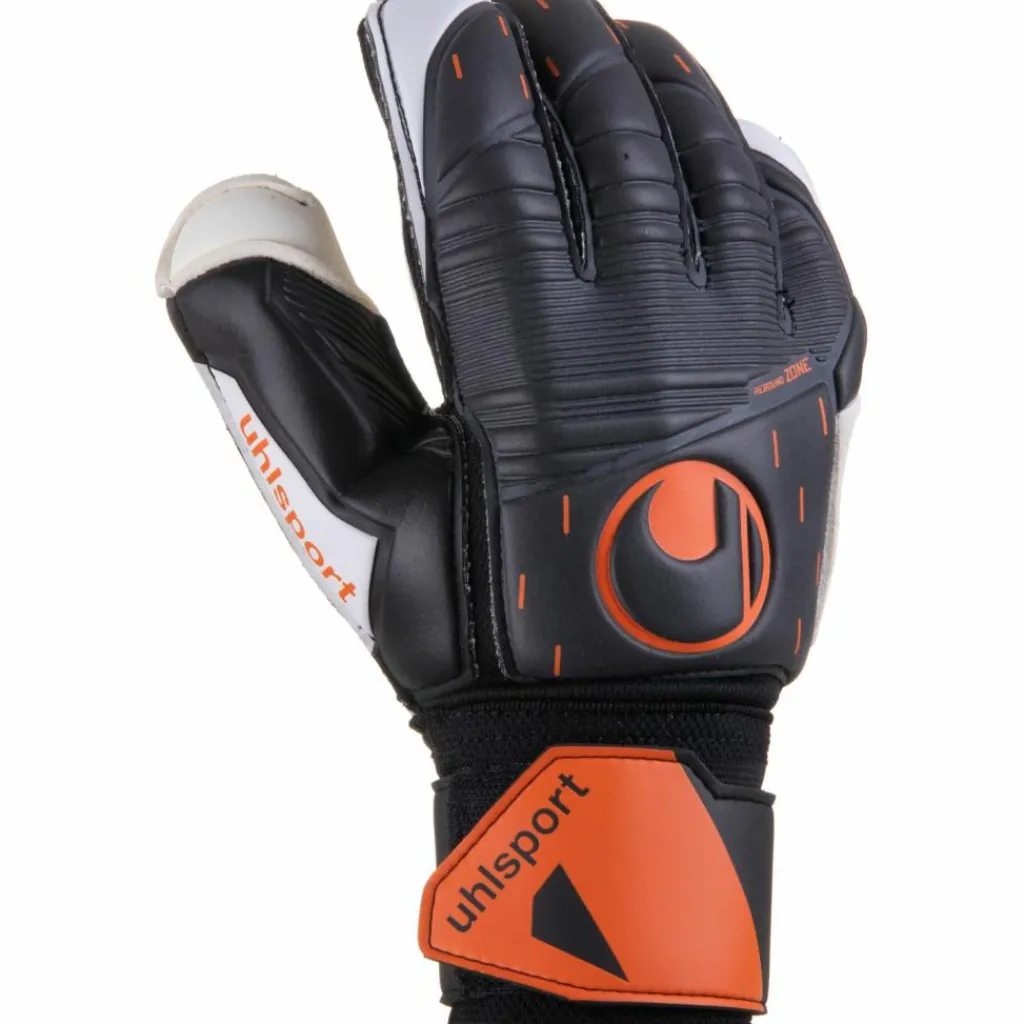Uhlsport Fußball|Handschuhe<· SPEED CONTACT SOFT FLEX FRAME schwarz-weiß-fluo orange