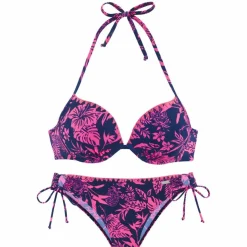 VENICE BEACH Schwimmen|Schwimmen<· Push-Up-Bikini marine-pink bedruckt