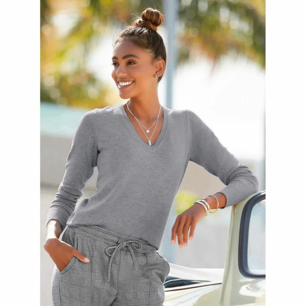 Vivance Pullover & Sweats<· V-Ausschnitt-Pullover grau-meliert